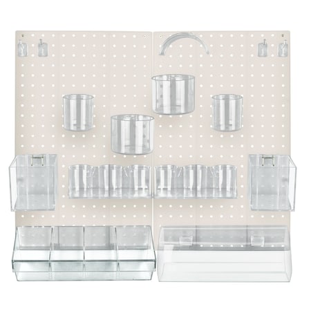 Azar Displays 24-Piece White Pegboard Organizer Kit with 2 Panels and Accessory 900944-WHT